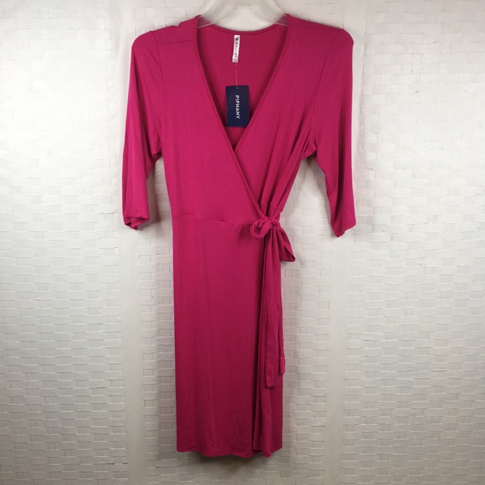 Piphany Women's Knit Dress Gracie Large Pink Wrap *I